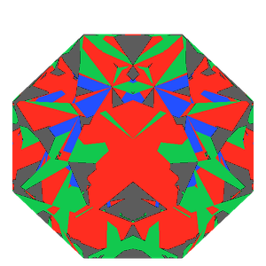 Dg-octagonal kite in diamond tilted 20 degrees: Light Return map, 18% of the face leaking