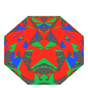 Dg-octagonal kite in diamond tilted 30 degrees: Light Return map, 22% of the face leaking