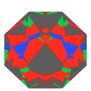 Dg-octagonal kite in emerald tilted 20 degrees: Light Return map, 39% of the face leaking