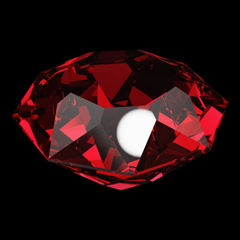 The DG-Octagonal Kite in ruby, rendered at an angle in our 3D Gemstone Simulator under studio light