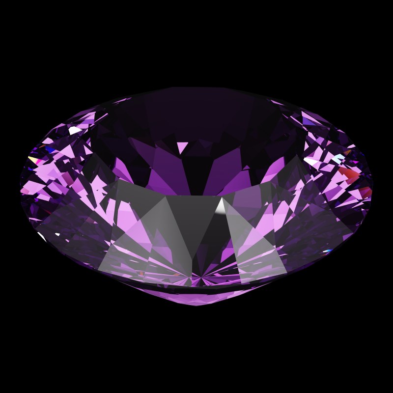 The DG-Rafaello in amethyst, rendered at an angle in our 3D Gemstone Simulator under studio light