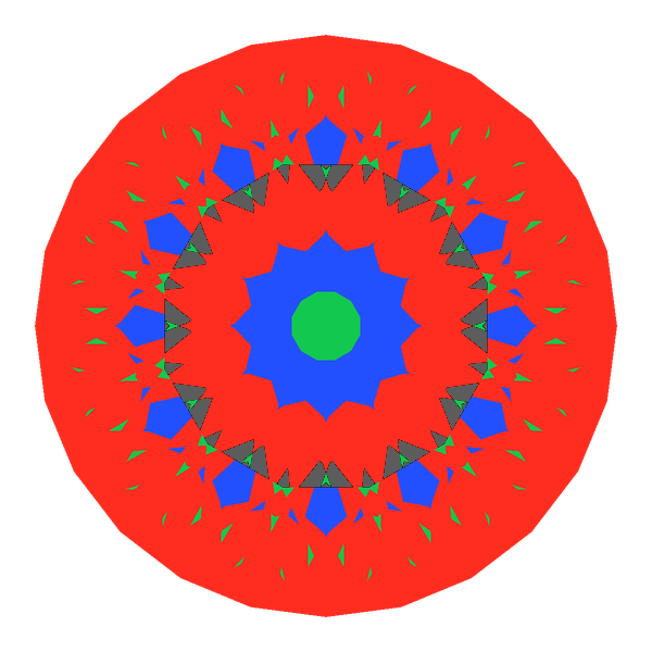Dg-rafaello in diamond face-up Light Return map: red, green and blue show where the light returns from, grey shows where it leaks (Brilliance 94)