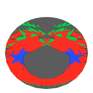Dg-rafaello in emerald tilted 30 degrees: Light Return map, 38% of the face leaking