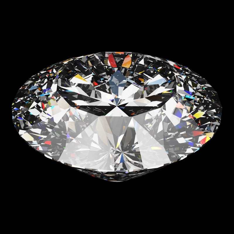 The DG-Rafaello in moissanite, rendered at an angle in our 3D Gemstone Simulator under studio light