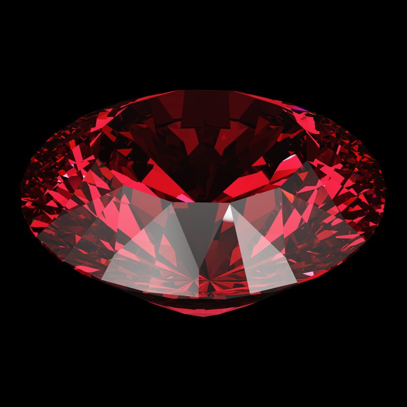 The DG-Rafaello in ruby, rendered at an angle in our 3D Gemstone Simulator under studio light