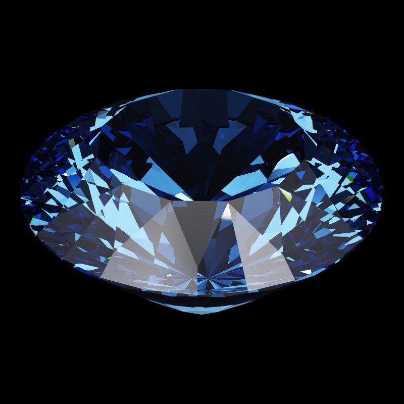 The DG-Rafaello in sapphire, rendered at an angle in our 3D Gemstone Simulator under studio light