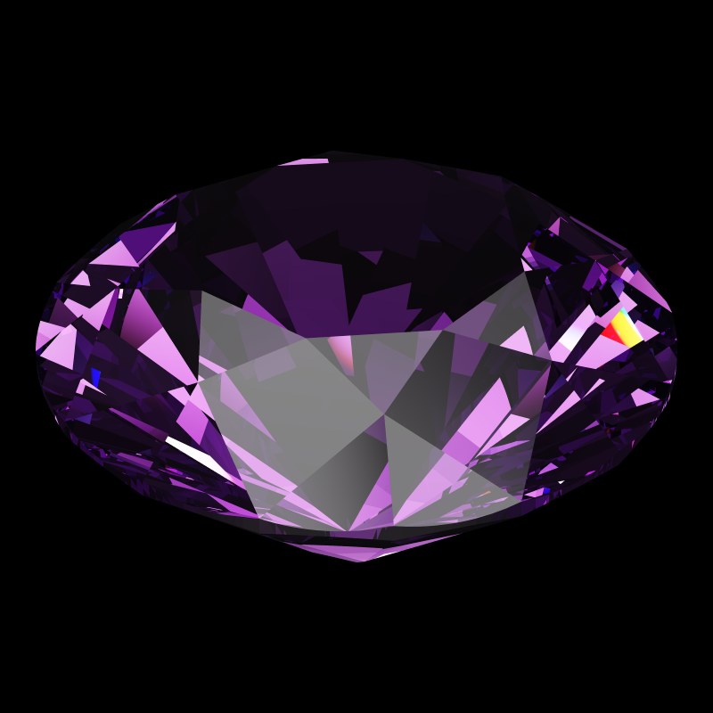 The DG-Vitruvio in amethyst, rendered at an angle in our 3D Gemstone Simulator under studio light