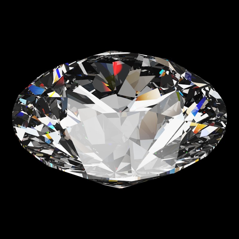 The DG-Vitruvio in cubic zirconia, rendered at an angle in our 3D Gemstone Simulator under studio light
