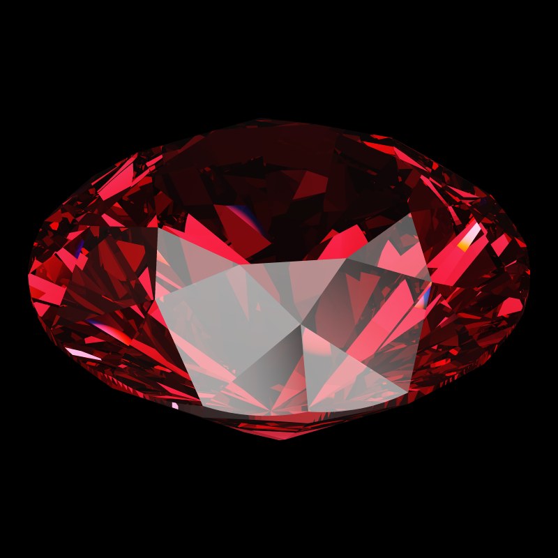 The DG-Vitruvio in ruby, rendered at an angle in our 3D Gemstone Simulator under studio light