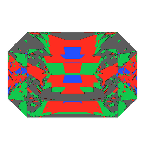 Emerald cut in diamond tilted 10 degrees: Light Return map, 31% of the face leaking