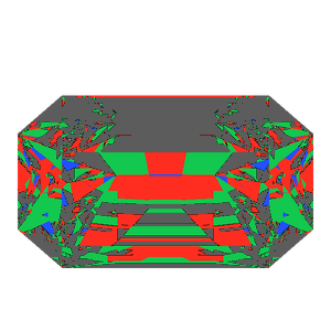 Emerald cut in diamond tilted 30 degrees: Light Return map, 44% of the face leaking