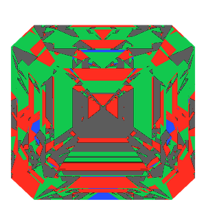 Emerald square cut in diamond tilted 20 degrees: Light Return map, 28% of the face leaking