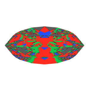 Marquise cut in cubic zirconia tilted 10 degrees: Light Return map, 21% of the face leaking