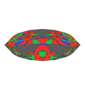 Marquise cut in cubic zirconia tilted 30 degrees: Light Return map, 37% of the face leaking