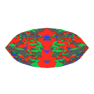 Marquise cut in diamond tilted 10 degrees: Light Return map, 23% of the face leaking