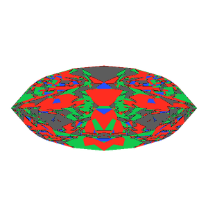 Marquise cut in diamond tilted 20 degrees: Light Return map, 26% of the face leaking