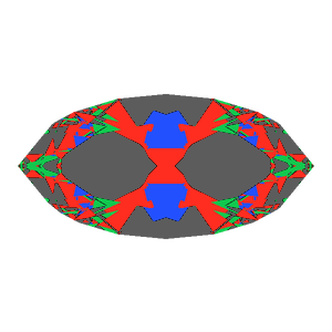 Marquise cut in emerald tilted 0 degrees: Light Return map, 50% of the face leaking