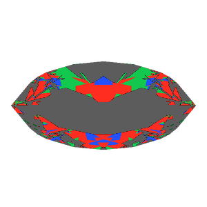 Marquise cut in emerald tilted 10 degrees: Light Return map, 61% of the face leaking