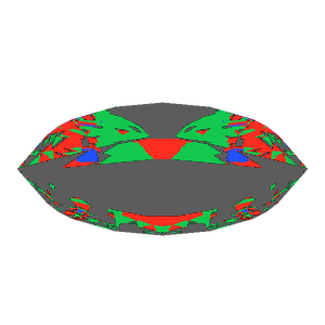 Marquise cut in emerald tilted 20 degrees: Light Return map, 59% of the face leaking