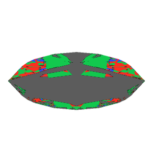 Marquise cut in emerald tilted 30 degrees: Light Return map, 64% of the face leaking