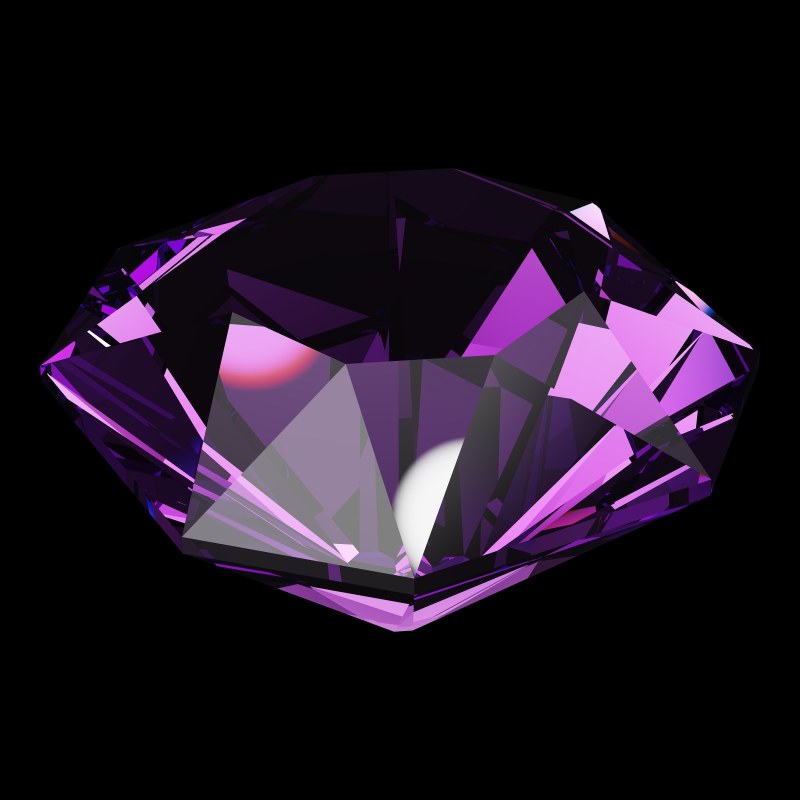 The Mazarin Cut in amethyst, rendered at an angle in our 3D Gemstone Simulator under studio light