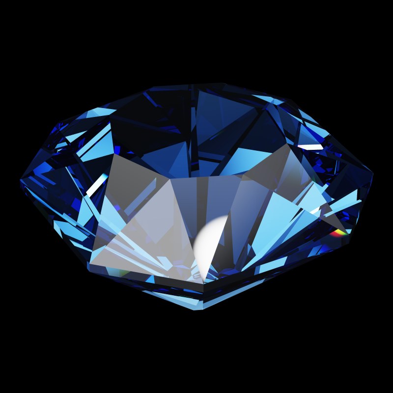 The Mazarin Cut in sapphire, rendered at an angle in our 3D Gemstone Simulator under studio light
