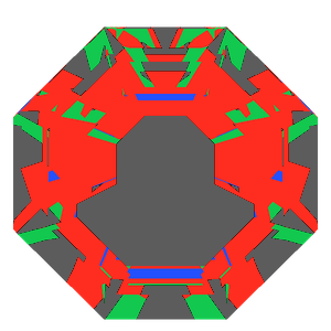 Octagon cut in amethyst tilted 10 degrees: Light Return map, 41% of the face leaking