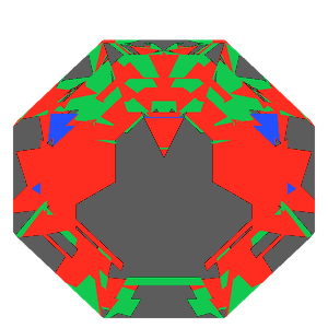 Octagon cut in emerald tilted 20 degrees: Light Return map, 38% of the face leaking