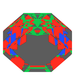 Octagon cut in emerald tilted 30 degrees: Light Return map, 41% of the face leaking