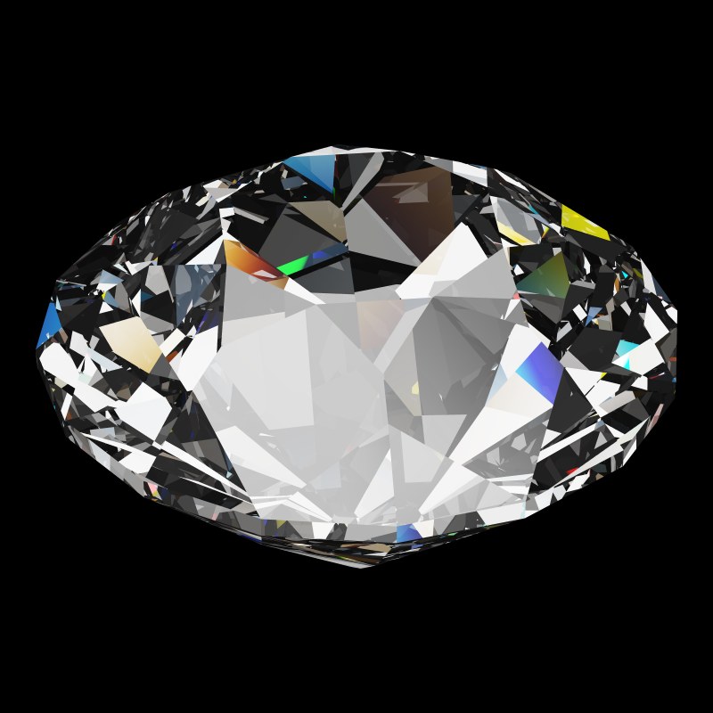 The Old European Cut in cubic zirconia, rendered at an angle in our 3D Gemstone Simulator under studio light