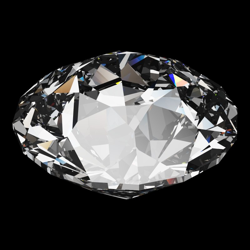 The Old European Cut in diamond, rendered at an angle in our 3D Gemstone Simulator under studio light