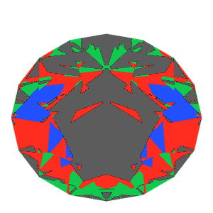 Old european cut in emerald tilted 30 degrees: Light Return map, 48% of the face leaking