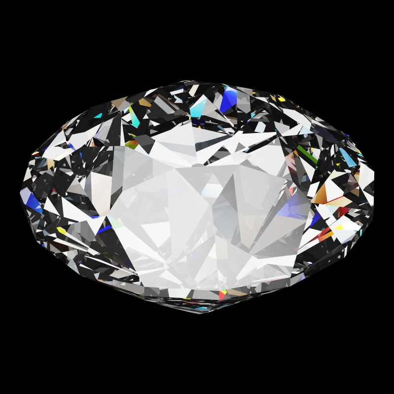 The Old European Cut in moissanite, rendered at an angle in our 3D Gemstone Simulator under studio light