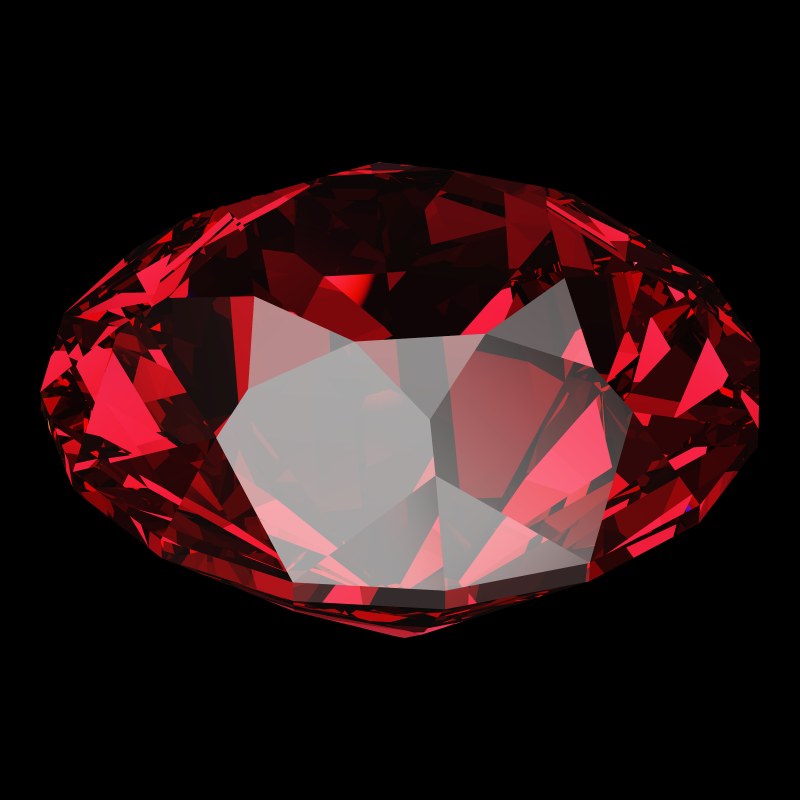 The Old European Cut in ruby, rendered at an angle in our 3D Gemstone Simulator under studio light