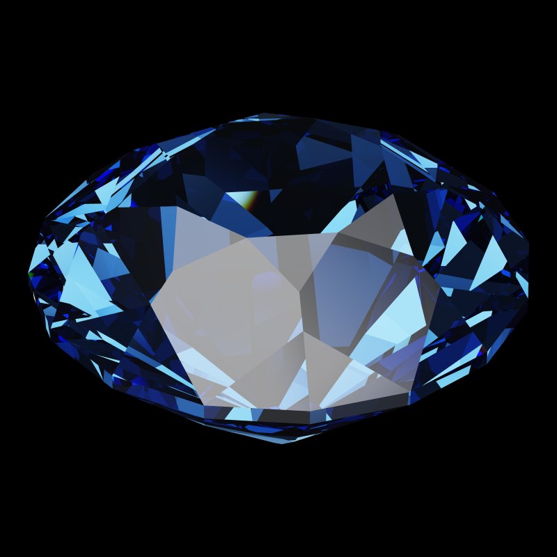 The Old European Cut in sapphire, rendered at an angle in our 3D Gemstone Simulator under studio light