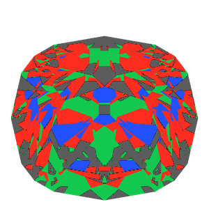 Old mine cut in cubic zirconia tilted 30 degrees: Light Return map, 24% of the face leaking