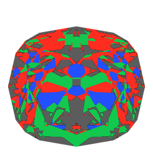 Old mine cut in diamond tilted 30 degrees: Light Return map, 27% of the face leaking
