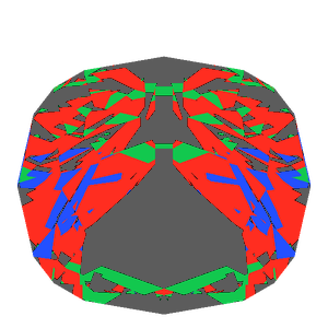 Old mine cut in emerald tilted 30 degrees: Light Return map, 41% of the face leaking