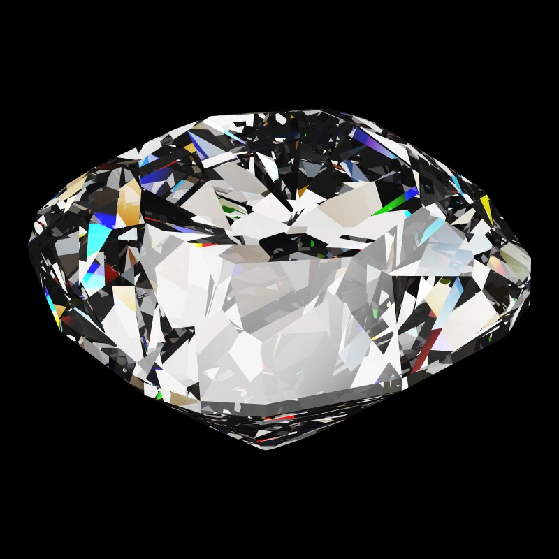 The Old Mine Cut in moissanite, rendered at an angle in our 3D Gemstone Simulator under studio light