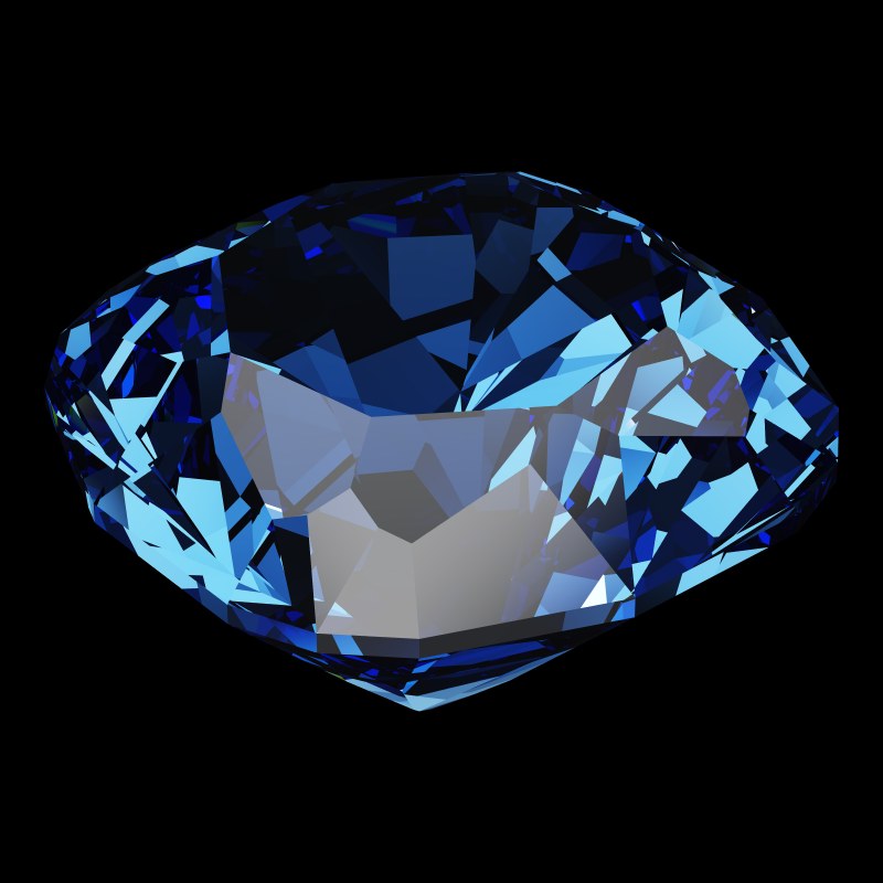 The Old Mine Cut in sapphire, rendered at an angle in our 3D Gemstone Simulator under studio light