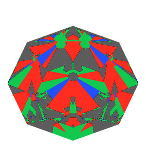 Old single cut in cubic zirconia tilted 30 degrees: Light Return map, 33% of the face leaking