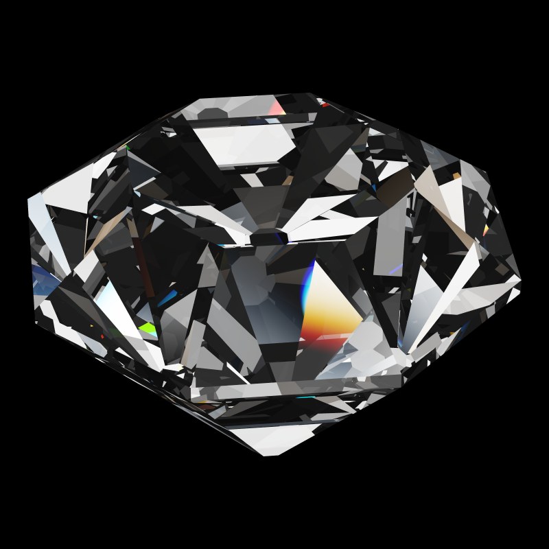 The Old Single Cut in diamond, rendered at an angle in our 3D Gemstone Simulator under studio light