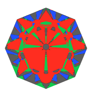 Old single cut in diamond tilted 10 degrees: Light Return map, 19% of the face leaking