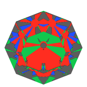 Old single cut in diamond tilted 20 degrees: Light Return map, 27% of the face leaking