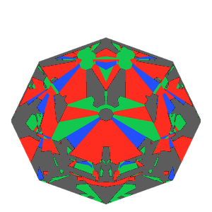 Old single cut in diamond tilted 30 degrees: Light Return map, 35% of the face leaking
