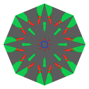 Old single cut in emerald tilted 0 degrees: Light Return map, 68% of the face leaking
