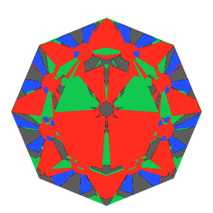 Old single cut in moissanite tilted 10 degrees: Light Return map, 16% of the face leaking