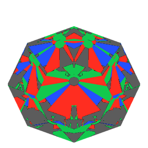 Old single cut in moissanite tilted 30 degrees: Light Return map, 31% of the face leaking