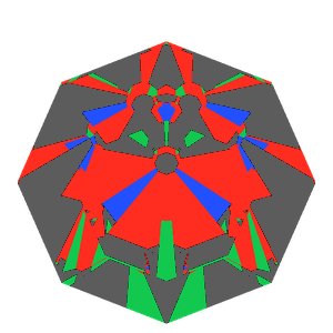 Old single cut in ruby tilted 20 degrees: Light Return map, 48% of the face leaking