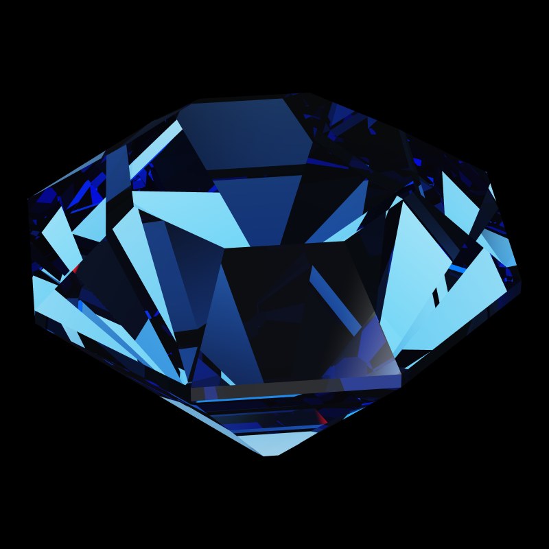 The Old Single Cut in sapphire, rendered at an angle in our 3D Gemstone Simulator under studio light